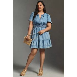 Anthropologie Somerset Mini Dress: Denim Edition 1X Coastal Cowgirl Boho